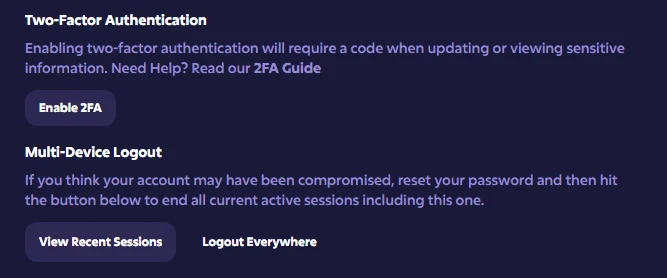 Roobet Account Settings