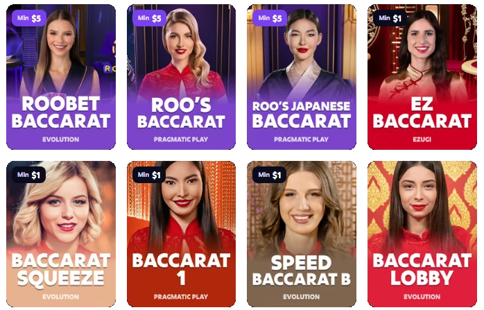 Roobet Baccarat Tables